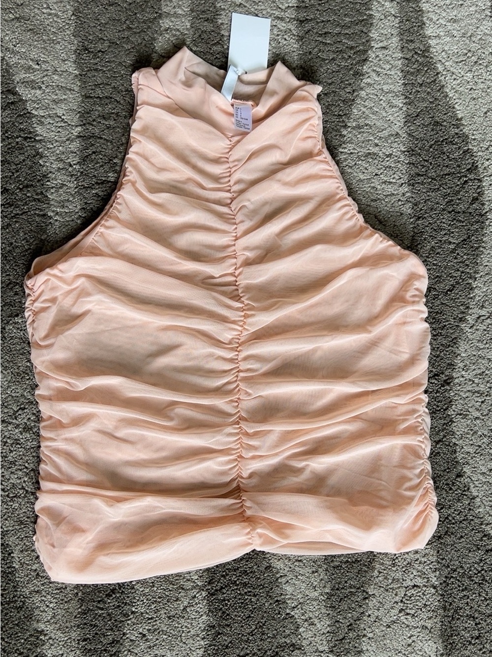 H&M Peach Ruched High Neck Tank Top